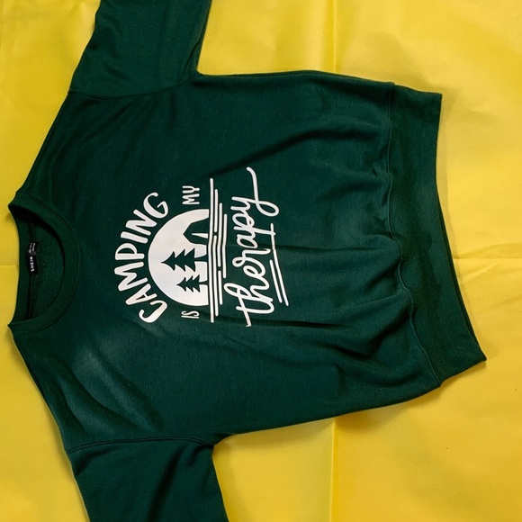 Drop shoulder slogan graphic pullover | NWOT - Picture 5 of 8